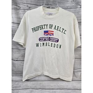Vintage Wimbledon 93 Shirt Mens XL White London England Single Stitch Tennis 90s